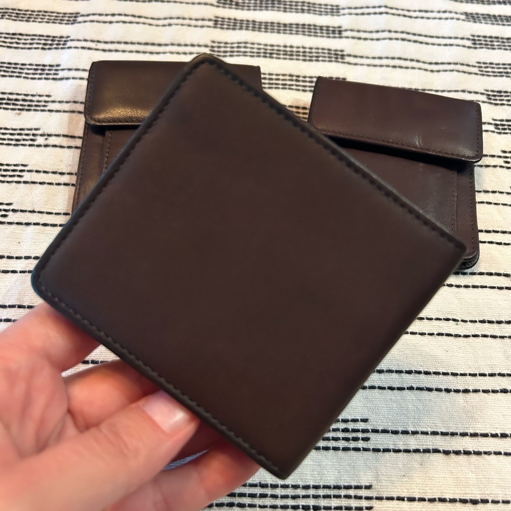 Buxton Dark Brown Leather coin billfold Card holder bundle - Picture 3 of 5